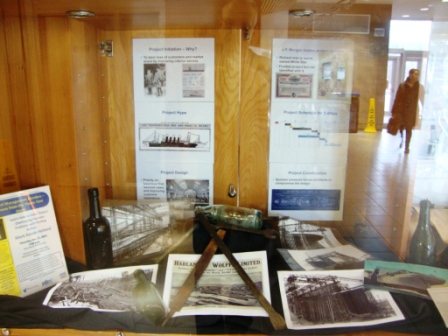 WS library display of Titanic Story - panel 1